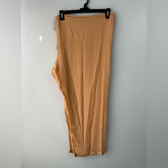 SKIMS 3X Swim Crinkle Silk Coverup Pants in Almond Color Sheer Pullon lounge NWT - Picture 6 of 10